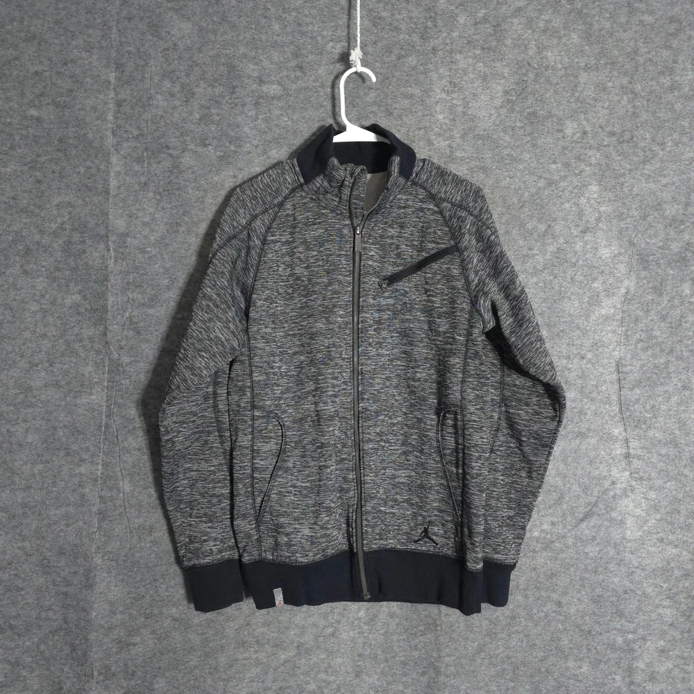 Jordan Full Zip Track Jacket Mens Small Grey Space Dye 437345 Mock Neck Raglan
